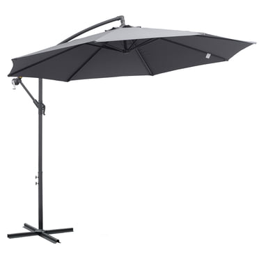 Outsunny Parasol Déporté de Patio 10 Pi avec Base, Gris