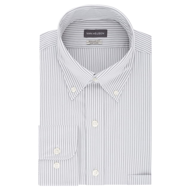 Van Heusen Men's Pinpoint Regular Fit Stripe Button Down Collar Dress Shirt