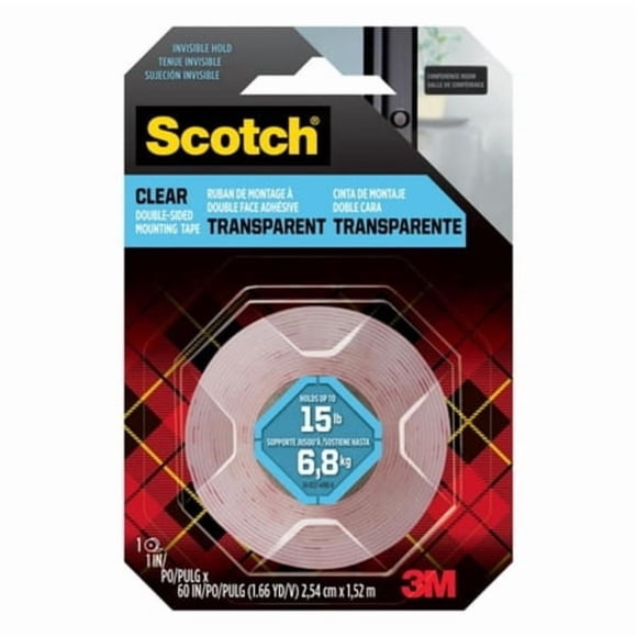 Scotch 1" x 60" Clear Double-Sided Mounting Tape