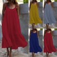 thumbnail image 1 of Gspmoly Robes d'Été pour Femmes, Robe Maxi d'Été pour Femmes Décontractée Bohème Sans Manches à Bretelles Spaghetti Smockée à Volants Longue de Plage pour le Soleil Robes de Vacances pour Femmes Liquidation, 1 of 4