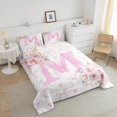 thumbnail image 4 of Erosebridal Ensemble de Literie Monogrammée pour Filles, Couette Simple, Couette en Duvet Rose, Décor Lettre Initiale m, Réversible 2 Pcs, 4 of 8