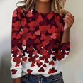 thumbnail image 1 of T-shirts de Saint-Valentin pour Femmes, Chandail en Molleton à Col Rond avec Cœur d'Amour, Chandail Mignon Gnome, Hauts, Tenues, Vêtements, Mode pour Dames, Col Rond, Manches Longues, T-Shirt Imprimé Saint-Valentin, 1 of 4