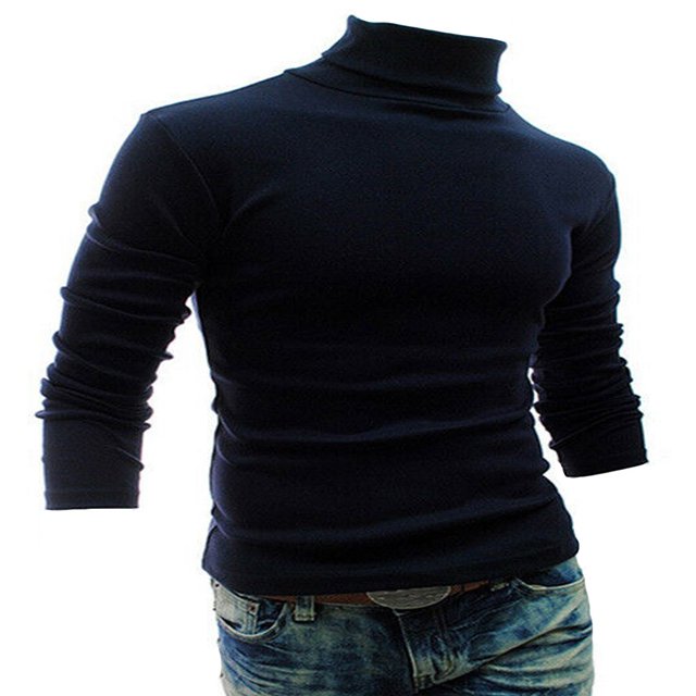 Pull d'Hiver Chaud en Coton Col Montant pour Hommes