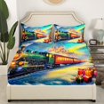 thumbnail image 3 of Erosebridal Ensemble de Draps de Lit Train Rouge Vert Format Simple, Ensemble de Literie Cadeaux Bonne Année, Déco de Chambre pour Enfants, 3 Pcs, 3 of 6