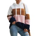 thumbnail image 2 of CEHVOM Blouse à Capuche en Peluche Contrastée pour Femmes Manches Longues en Coton, 2 of 4