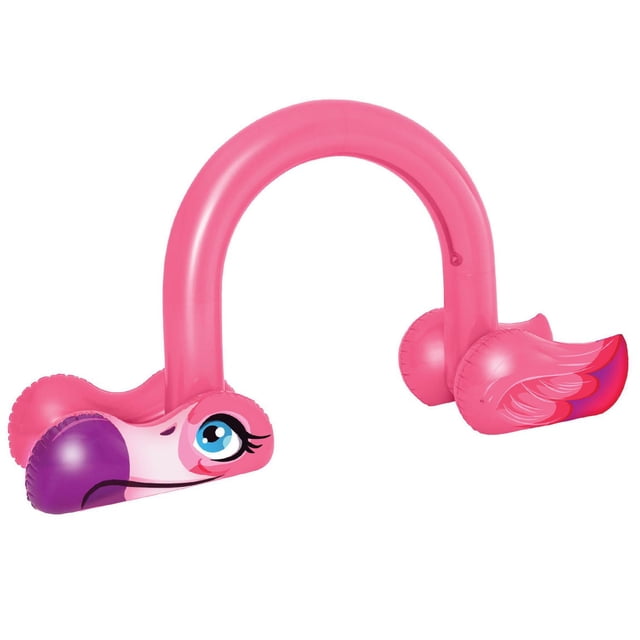 Arrosoir Gonflable Splash Buddies en Forme d'Arche de Flamant Rose, Arche Gonflable de 43 Pouces avec Motif Ludique de Flamant Rose, surface en PVC Douce pour la Peau et valves Étanches; Se Connecte à Tout Tuyau d'Arrosage standard pour Asperger de l'Eau pour les Jeux d'Eau dans la Cour, dimensions 11 Pieds2 Pouces x 6 Pieds4 Pouces x 43 Pouces, 3 Ans et Plus, Gonflage et Dégonflage Faciles pour le Rangement, Convient comme Centre de Table Ludique pour les Enfants.