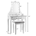 thumbnail image 3 of Costway Vanity Dressing Table Set w/ 10 Dimmable Bulbs Touch Switch Cushion Stool White, 3 of 10