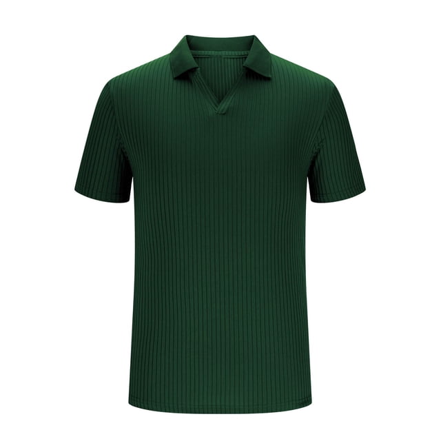 Pisexur T Shirts for Man , Hommes Décontracté Mode Uni Manches Courtes Col en V Respirant Blouse à Boutons Vert Armée, TG Chemises de Golf Hommes et Chemises pour Hommes