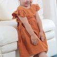 thumbnail image 2 of FAIWAD Robe pour Tout-Petit Fille Bébé Coton Lin à Volants Sans Manches Robes Enfants Dos Nœud Robe d'Été, 2 of 7