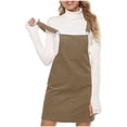 thumbnail image 3 of KIHOUT Salopette Tablier pour Femmes Été Bretelles Ajustables Robe Courte Côtelée pour Dames avec Poches, 3 of 6