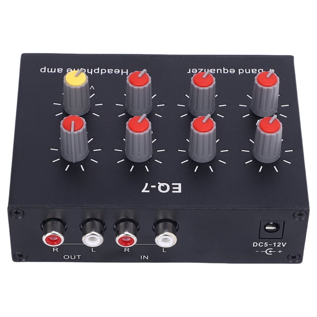 Equalizer 7 Band EQ Equalizer 2 Channel Digital Sound Equalizer 12dB Hi Low Adjustment with 3.5mm Plug DC 5-12V