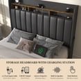 thumbnail image 4 of SIBEDS Bed Frame with Storage Drawers and Galaxy Star Projector PU Upholstered Black Headboard, Queen, 4 of 9
