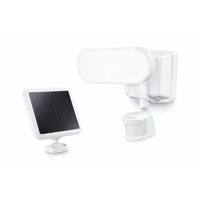 Philips 180° white solar powered motion activated outdoor integrated LED flood light with adjustable sensor and separate solar panel