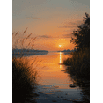 thumbnail image 1 of Qisvanset Minimalist Sunset Ocean Canvas Print 12x16 Inch Kitchen Hotel Art, 1 of 8