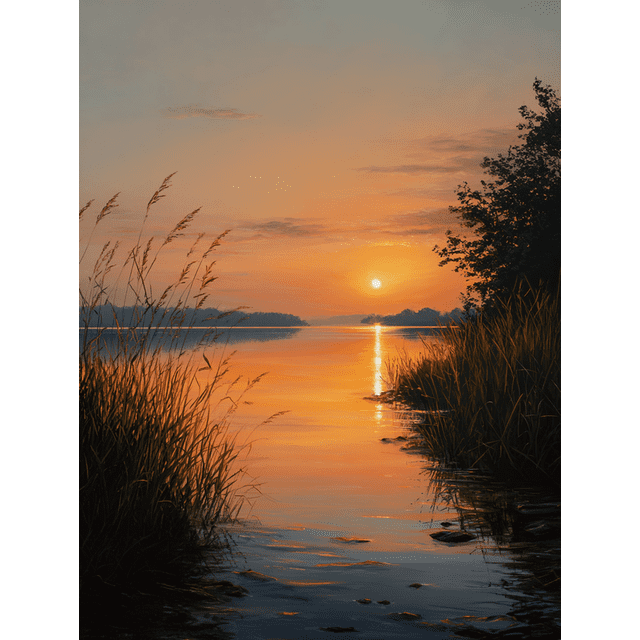 Qisvanset Minimalist Sunset Ocean Canvas Print 12x16 Inch Kitchen Hotel Art