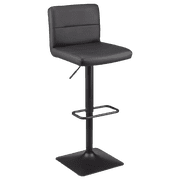Bouclair Black Matte Faux Leather and Metal Adjustable Bar Stool