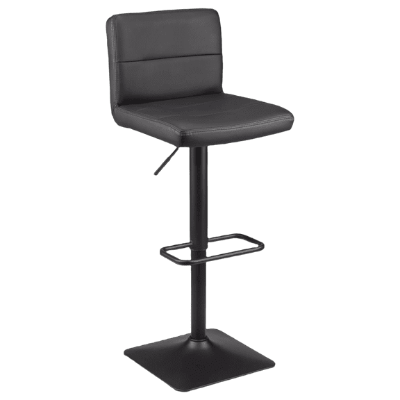 Bouclair Black Matte Faux Leather and Metal Adjustable Bar Stool