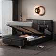 thumbnail image 1 of Velmero Queen Size Upholstered Storage Bed with Hydraulic Lift & Easy Assembly - No Box Spring Required,Black, 1 of 20