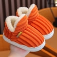 thumbnail image 1 of RXIRUCGD Winter Children Add Plush Non-slip Keep Warm Home Cotton Slippers( Orange, Size:34 ), 1 of 3