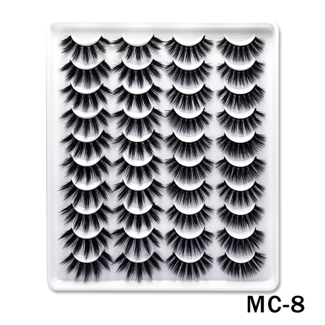 False Eyelashes Faux Mink Lashes 20 Pairs Long Dramatic Fluffy Volume Natural Fake Eyelashes Value Pack MC-8