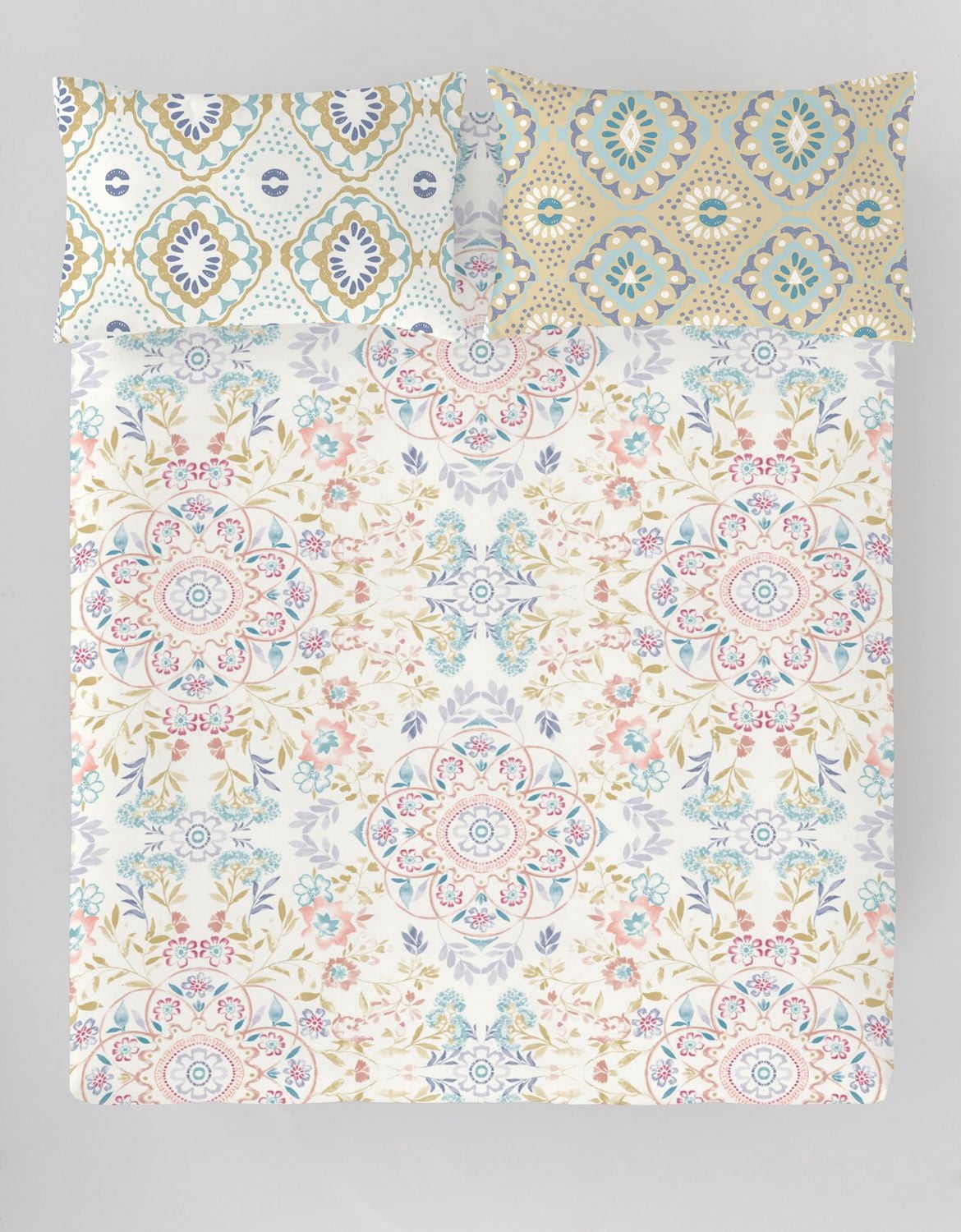 Gouchee Home Ero King Duvet Cover Set – 3-Piece Reversible Floral Medallion Print Cotton Bedding