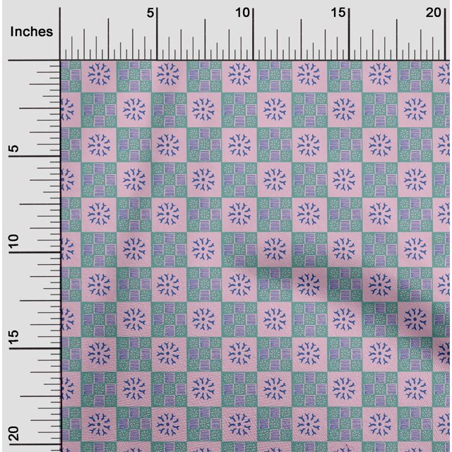 oneOone Polyester Lycra Fabric Geometric & Floral Block Print Fabric BTY 56 Inch Wide