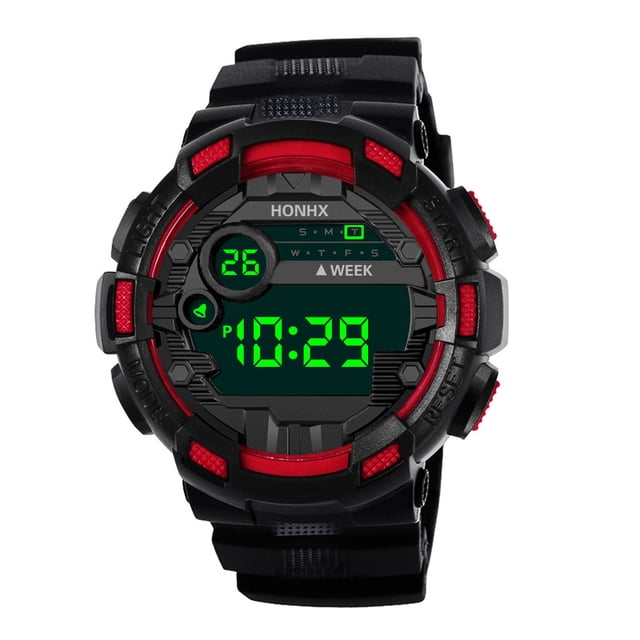 Rvkxad Men's Digital LED Sport Watch, Date Display Outdoor Electronic Watch 50mm Case, Digital Watch, Men's Watch