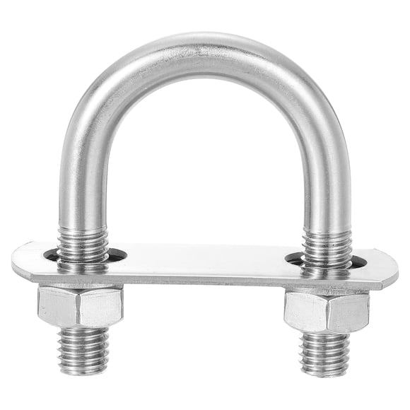Unique Bargains Round U-Bolts, 4 Sets 33mm(1.3") Inner Width 64mm Length M10 304 Stainless Steel U Clamp Bolt with Nuts and Plates