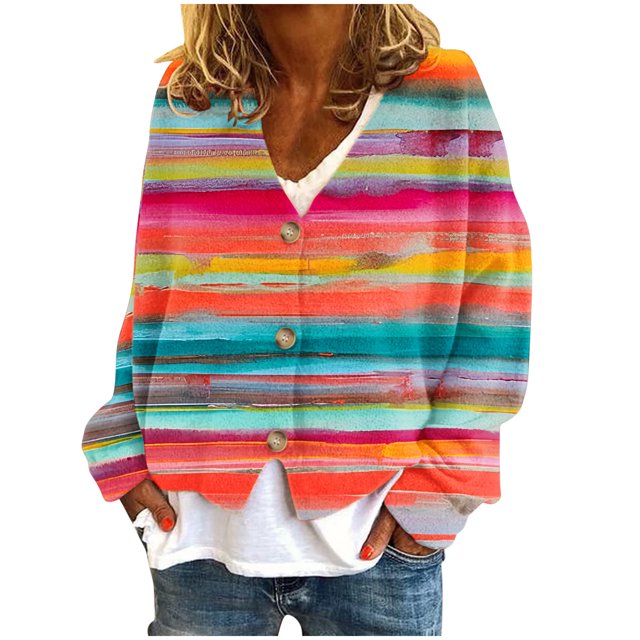 MeetoTime Women's 2024 Fall Knit Cardigans Open Front Long Sleeve V Neck Button Loose Cardigan Sweaters