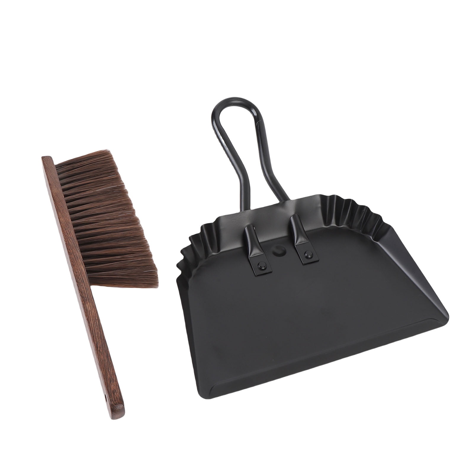 Dustpan and Brush Set, Rustproof Stainless Steel Beech Dust Pan Broom Suspension Hole  for Home