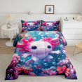 thumbnail image 2 of Erosebridal Girls Axolotl Bedding King Comforter Set, Reversible, Super Cozy 3pcs, 2 of 6