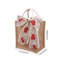 thumbnail image 3 of Linen Gift Bag Qixi Festival Handbag | Beige Preshrunk Linen Fabric | 9 Inch Reusable Christmas Candy Gift Wrap Tote | Sturdy Rope Handle | Holiday Decor Storage Bag, 3 of 6