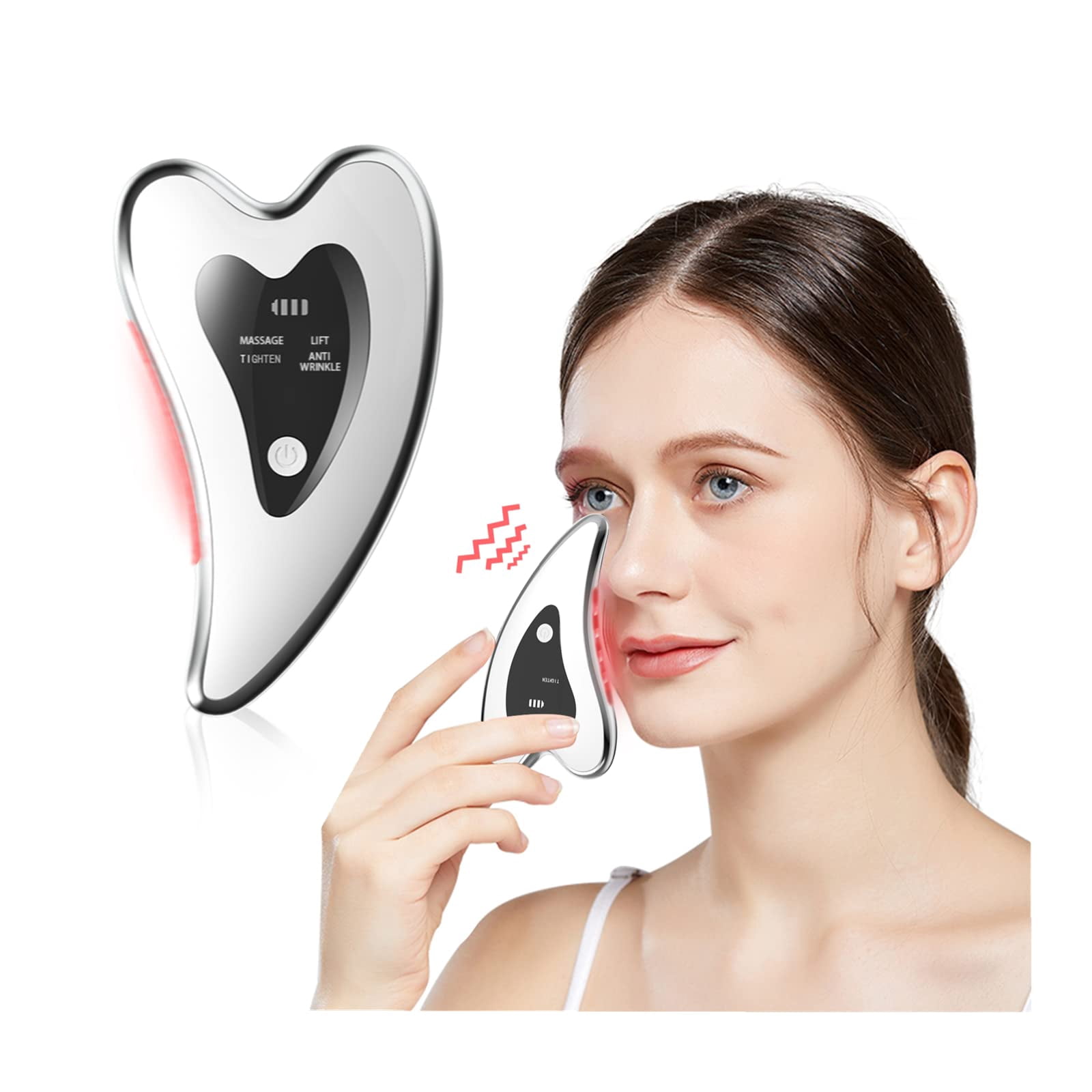 ProSculpt 4-in-1 Gua Sha Beauty Tool with Heat, Vibration & Red Light Therapy - Portable USB-Rechargeable Facial, Neck & Jawline Massager for Improved Circulation, Reduced Puffiness & Enhanced Skin