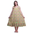 thumbnail image 1 of Bimba Beige Verdâtre2 Floral Plumeria & Mi-Mollet Vêtement de Nuit Femme Coton Imprimé Sans Manches Robe de Nuit Maxi Taille Medium, 1 of 6