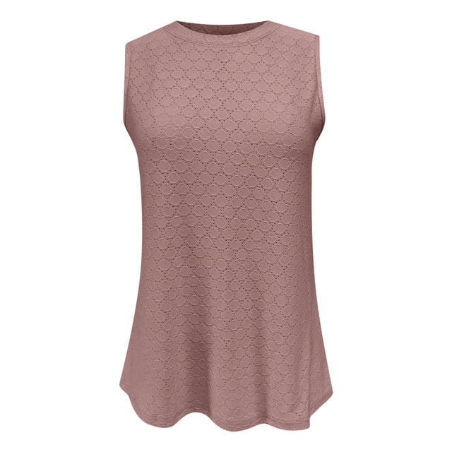 Timegard Camisole pour Femmes Col Rond Oeillets Sans Manches Confortable Fluide Plage Vacances Décontractée Ample Hauts