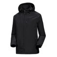 thumbnail image 2 of Veste de Pluie Imperméable pour Hommes, Légère, avec Capuche et Fermeture Éclair, pour Extérieur, Randonnée, Course, 3TG, Noir, 2 of 3