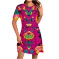 thumbnail image 2 of Ovzne Robes Grande Taille pour Femmes aux Formes Robe d'Été Mode pour Femmes Robe à Col Rond à Manches Courtes Imprimée Robe Chandail Robe Maxi Grande Taille à Manches Courtes Liquidation, 2 of 5