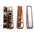 thumbnail image 2 of Costway 360degree Rotatable Jewelry Cabinet 2-in-1 Lockable Mirrored Organizer Brown, 2 of 10