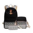 thumbnail image 1 of QualitChoice 3 Pieces Canvas Backpack Shoulder Organizer Set Large Capacity for Zipper Ethnic Style School Bags Causal Adjustable Travel Bag Black, 1 of 6