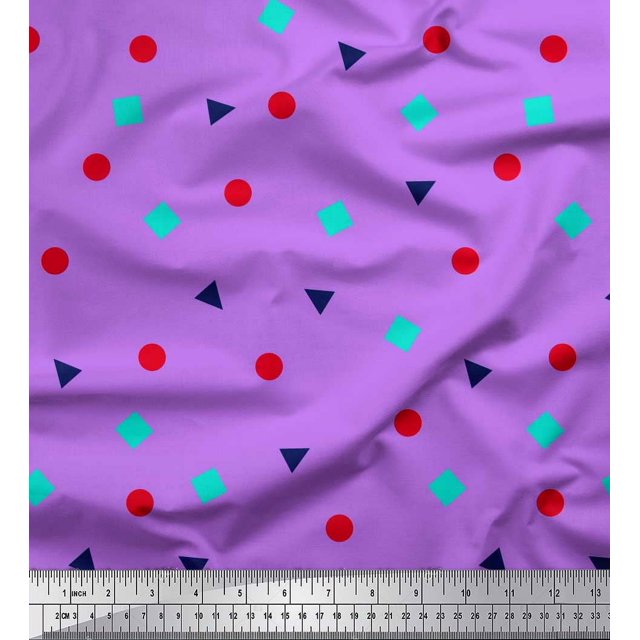 Soimoi Rayon Fabric Square,Dot & Triangle Geometric Print Fabric by The Yard 42 Inch Wide