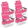 thumbnail image 1 of Patiojoy Lot de 4 Chaises de Plage Pliantes Type Sac à Dos Chaises Inclinables d'Extérieur à 5 Positions avec Oreiller Rose Foncé, 1 of 9