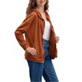 thumbnail image 4 of Women's Casual Hooded Jacket Long Sleeve Zip Up Solid Color Outwear with Pockets Fall Sweatshirt, 4 of 9
