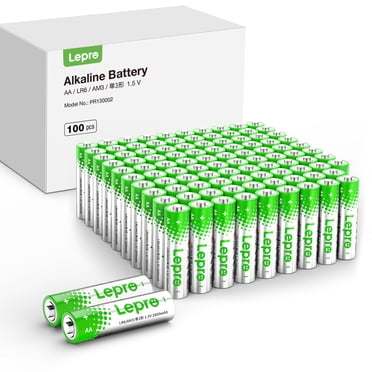 Lepro Piles AA (100 Unités), Piles Alcalines AA à Très Longue Durée de Vie, 1,5 V 2800 mAh LR6, Conservent Leur Charge jusqu'à 5 Ans, Haute Performance, Étanches.