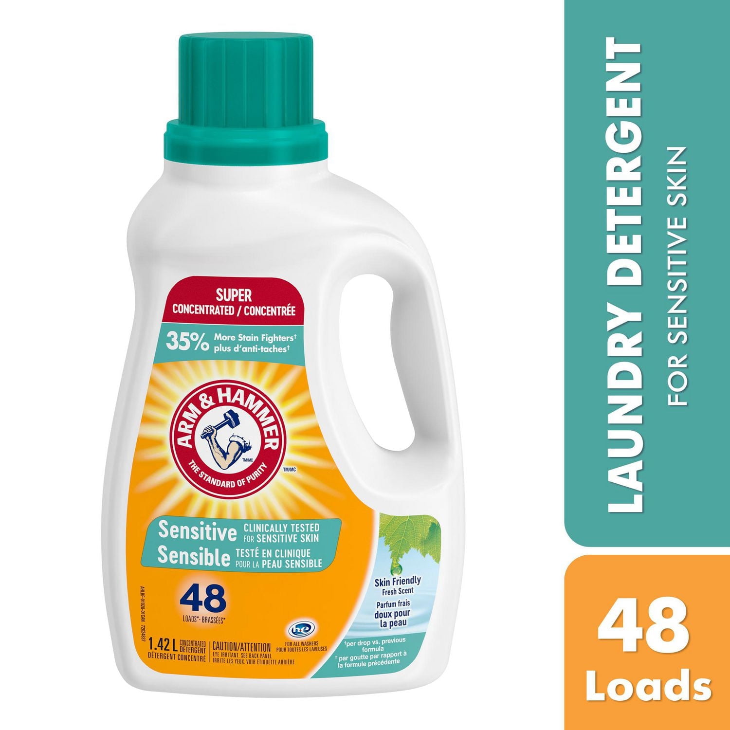 Arm & Hammer Sensitive Skin Liquid Laundry Detergent, Fresh Scent, 48 Loads