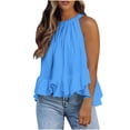thumbnail image 1 of Weiqiqre Women's Clothing Adjustable Tie Neckline Ruffle Hem Sleeveless Flowy Halter Tops, 1 of 7