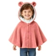 thumbnail image 1 of RXMEKW Hooded Velvet Cape With Ears For Toddlers And Kids Winter Shawl In Beige Size 100, 1 of 5