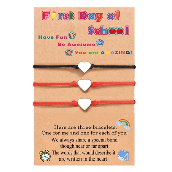 Ensemble de 3 Bracelets en Acier Inoxydable pour la Rentrée Scolaire avec Corde pour Cartes Bracelets Tissés