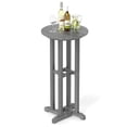thumbnail image 1 of Gymax 21.5'' Round Bar Table Patio HDPE Bar Height Dining Table w/ Slatted Tabletop Grey, 1 of 8