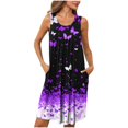 thumbnail image 1 of Ovzne Robes pour Femmes 2025 Robe de Plage Femmes Imprimé avec Poches Chemises de Nuit Sans Manches Vêtements de Nuit devant Plissé Nuisette Col Rond Robe de Nuit Grande Taille Robe Maxi Imprimée Liquidation, 1 of 5