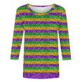 thumbnail image 5 of Penkiiy Blouse Carnaval pour Femmes Mardi Gras Mode Imprimée Décontractée Col Rond Manches 3/4 T-shirt Blouse TG Multicolore, 5 of 5